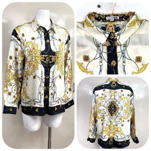 NWT Fashion Nova equestrian button down blouse L